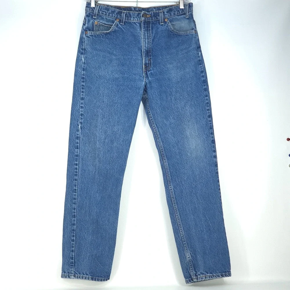 Levi's 505 Orange Tab Jeans Men's 36x32 Classic Medium Wash Vintage 90s Whiskers
